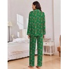 Ekouaer Women Christmas Pajama Long Sleeve Button Up Loungewear Striped Pjs(Christmas Green Candy Canes)