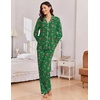 Ekouaer Women Christmas Pajama Long Sleeve Button Up Loungewear Striped Pjs(Christmas Green Candy Canes)