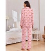 Ekouaer Women Christmas Pajama Long Sleeve Button Up Loungewear Striped Pjs(Christmas Pink Gingerbread Man)