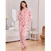 Ekouaer Women Christmas Pajama Long Sleeve Button Up Loungewear Striped Pjs(Christmas Pink Gingerbread Man)