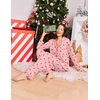 Ekouaer Women Christmas Pajama Long Sleeve Button Up Loungewear Striped Pjs(Christmas Pink Gingerbread Man)