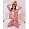 Ekouaer Women Christmas Pajama Long Sleeve Button Up Loungewear Striped Pjs(Christmas Red Stripe)