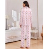Ekouaer Women Christmas Pajama Long Sleeve Button Up Loungewear Striped Pjs(Christmas White Pattern)