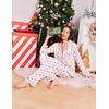 Ekouaer Women Christmas Pajama Long Sleeve Button Up Loungewear Striped Pjs(Christmas White Pattern)