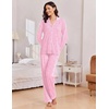 Ekouaer Women Christmas Pajama Long Sleeve Button Up Loungewear Striped Pjs(Pink Striped Heart)