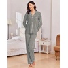 Ekouaer Women Christmas Pajama Long Sleeve Button Up Loungewear Striped Pjs(Stripe Black)