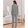 Ekouaer Women Christmas Pajama Long Sleeve Button Up Loungewear Striped Pjs(Stripe Black)