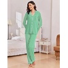 Ekouaer Women Christmas Pajama Long Sleeve Button Up Loungewear Striped Pjs(Stripe Green)