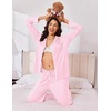 Ekouaer Women Christmas Pajama Long Sleeve Button Up Loungewear Striped Pjs(Stripe Pink)
