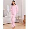 Ekouaer Women Christmas Pajama Long Sleeve Button Up Loungewear Striped Pjs(Stripe Pink)
