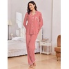 Ekouaer Women Christmas Pajama Long Sleeve Button Up Loungewear Striped Pjs(Stripe Red)