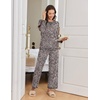 Ekouaer Women Pajama Sets 100% Cotton Pj Sets Comfy Long Sleeve Lounge Set(Apricot Black Leopard)