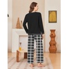 Ekouaer Women Pajama Sets 100% Cotton Pj Sets Comfy Long Sleeve Lounge Set(Black Plaid)