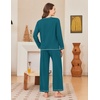 Ekouaer Women Pajama Sets 100% Cotton Pj Sets Comfy Long Sleeve Lounge Set(Blue Green)