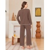 Ekouaer Women Pajama Sets 100% Cotton Pj Sets Comfy Long Sleeve Lounge Set(Brown)
