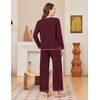 Ekouaer Women Pajama Sets 100% Cotton Pj Sets Comfy Long Sleeve Lounge Set(Dark Red)