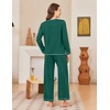Ekouaer Women Pajama Sets 100% Cotton Pj Sets Comfy Long Sleeve Lounge Set(Green)