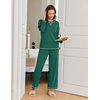 Ekouaer Women Pajama Sets 100% Cotton Pj Sets Comfy Long Sleeve Lounge Set(Green)
