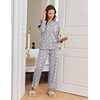 Ekouaer Women Pajama Sets 100% Cotton Pj Sets Comfy Long Sleeve Lounge Set(Grey Star)