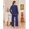 Ekouaer Women Pajama Sets 100% Cotton Pj Sets Comfy Long Sleeve Lounge Set(Navy Blue)