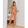 Ekouaer Women Pajama Sets 100% Cotton Pj Sets Comfy Long Sleeve Lounge Set(Orange Halloween)