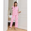 Ekouaer Women Pajama Sets 100% Cotton Pj Sets Comfy Long Sleeve Lounge Set(Pink Bow)