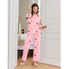 Ekouaer Women Pajama Sets 100% Cotton Pj Sets Comfy Long Sleeve Lounge Set(Pink Candy Cane)