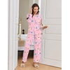 Ekouaer Women Pajama Sets 100% Cotton Pj Sets Comfy Long Sleeve Lounge Set(Pink Floral)