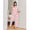 Ekouaer Women Pajama Sets 100% Cotton Pj Sets Comfy Long Sleeve Lounge Set(Pink Santa Claus)