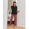 Ekouaer Women Pajama Sets 100% Cotton Pj Sets Comfy Long Sleeve Lounge Set(Red Plaid)