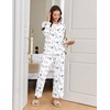 Ekouaer Women Pajama Sets 100% Cotton Pj Sets Comfy Long Sleeve Lounge Set(White Floral)