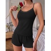 Ekouaer Women’s Cami Pajama Set Sexy Lace Split Shorts Lingerie Set XS-XXL(Black)