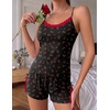 Ekouaer Women’s Cami Pajama Set Sexy Lace Split Shorts Lingerie Set XS-XXL(Black Cherry – Red Lace)