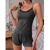 Ekouaer Women’s Cami Pajama Set Sexy Lace Split Shorts Lingerie Set XS-XXL(Black Polka Dots)