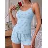 Ekouaer Women’s Cami Pajama Set Sexy Lace Split Shorts Lingerie Set XS-XXL(Blue Bow Polka Dot)