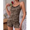 Ekouaer Women’s Cami Pajama Set Sexy Lace Split Shorts Lingerie Set XS-XXL(Brown Leopard)