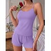Ekouaer Women’s Cami Pajama Set Sexy Lace Split Shorts Lingerie Set XS-XXL(Lilac)
