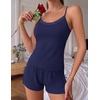 Ekouaer Women’s Cami Pajama Set Sexy Lace Split Shorts Lingerie Set XS-XXL(Navy Blue)
