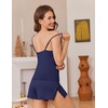 Ekouaer Women’s Cami Pajama Set Sexy Lace Split Shorts Lingerie Set XS-XXL(Navy Blue)
