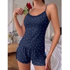Ekouaer Women’s Cami Pajama Set Sexy Lace Split Shorts Lingerie Set XS-XXL(Navy Blue Floral)