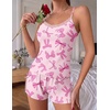 Ekouaer Women’s Cami Pajama Set Sexy Lace Split Shorts Lingerie Set XS-XXL(Pink Bow)