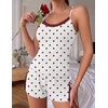 Ekouaer Women’s Cami Pajama Set Sexy Lace Split Shorts Lingerie Set XS-XXL(Red Polka Dots)