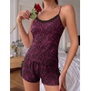 Ekouaer Women’s Cami Pajama Set Sexy Lace Split Shorts Lingerie Set XS-XXL(Rose Leopard)