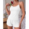 Ekouaer Women’s Cami Pajama Set Sexy Lace Split Shorts Lingerie Set XS-XXL(White)
