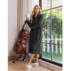 Ekouaer Womens Fluffy Zipper Robes Warm Fleece Housecoat Soft Cozy Bathrobe(Black)
