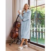 Ekouaer Womens Fluffy Zipper Robes Warm Fleece Housecoat Soft Cozy Bathrobe(Light Blue)