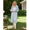 Ekouaer Womens Fluffy Zipper Robes Warm Fleece Housecoat Soft Cozy Bathrobe(Light Blue)