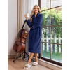 Ekouaer Womens Fluffy Zipper Robes Warm Fleece Housecoat Soft Cozy Bathrobe(Navy Blue)