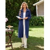 Ekouaer Womens Fluffy Zipper Robes Warm Fleece Housecoat Soft Cozy Bathrobe(Navy Blue)