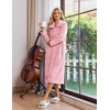Ekouaer Womens Fluffy Zipper Robes Warm Fleece Housecoat Soft Cozy Bathrobe(Pink)